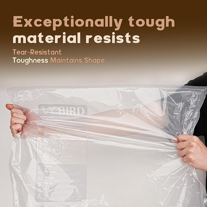 Vacbird 15 Jumbo Size Vacuum Bags for Clothes Storage,Space Saver for Luggage Packing and Moving,Vacuum Sealed Bags for Cloth