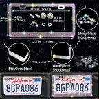 NBTEPEM 27 PCs Multicolor Bling Car Accessories Set for Women, Steering Wheel Covers Universal Fit 15 Inch, Bling License Plate Frame, Bling Phone Holder, Bling Car Coasters