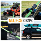 FORTEM Ratchet Straps, Tie Down Strap Set 1650lb Break Strength, 4 Pack 15ft x 1in, 4 Soft Loops, Moving Straps Tie Downs, Cargo Cam Buckles for Trucks, Carry Bag, for Men