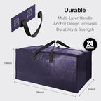 VELVETSURE Heavy Duty Extra Large Moving Bags W/Backpack Straps - Strong Handles & Zippers, Storage Totes For Space Saving, F