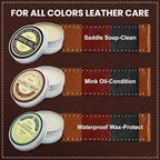 10Pcs Leather Care Kit- 3Pcs Horsehair Brushes, 1.76oz Saddle Soap, 1.76oz Mink Oil and Wax Waterproofer