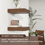 Square Floating Shelves for Wall, 12" W x 12" D x 2" H, 2 Pack, Small Wall Mounted Engineered Wood Shelves with Invisible Bra