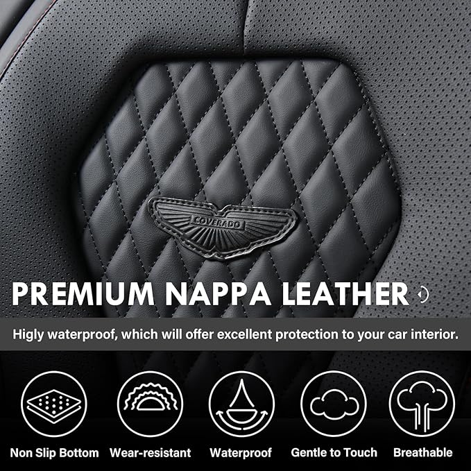 Coverado Seat Covers, Car Seat Covers Full Set, Black Car Seat Cover, Car Seat Covers Front Seats Back Seat Cover, Waterproof
