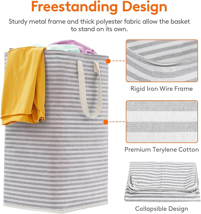 Lifewit 2 Pack Laundry Basket 80L Each, Collapsible Clothes Hamper with Reinforced Handles, Freestanding Waterproof Design fo