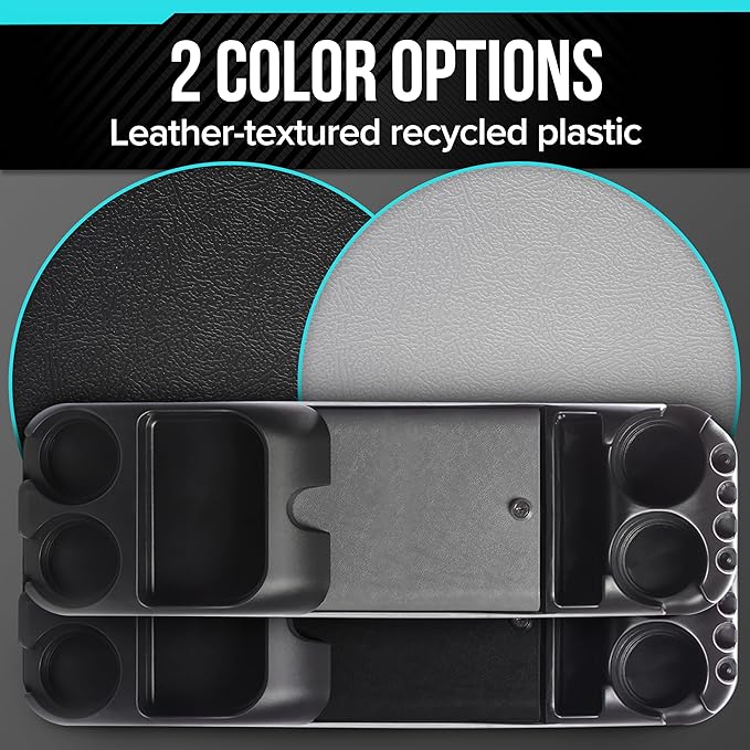 Center Console for Minivans, SUVs, Middle Van Console, Extra Cup Holders, Large Storage, Made in USA (Gray)