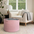 MEGASKET 115L Oversized Pink Basket, 23.6"x15.7" Woven Cotton Rope Bin with Handles, XXXL Blanket Storage for Living Room, Ki