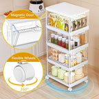 SNSLXH Portable Clear Storage Bins with Lid & Wheels, 24QT Clear Storage Bins with Lid, 4-Tier Plastic Bins with Wheels, Stac