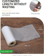 Syntus Vacuum Sealer Bags for Food, 3 Rolls 11" x 50' Commercial Grade Bag Rolls, BPA Free Food Vac Bags for Storage, Meal Pr