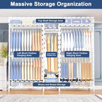 Ulif E12C Pro Heavy Duty Closet Organizer System，Freestanding Clothing Racks for Hanging Clothes，Adjustable Garment Rack 71"W