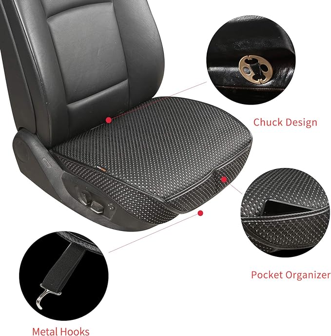 Auto Newer 2 PCS Breathable Universal Four Seasons Car Seat Covers，Luxury Car Seat Cushion，Protectors for Front Seat Bottoms,