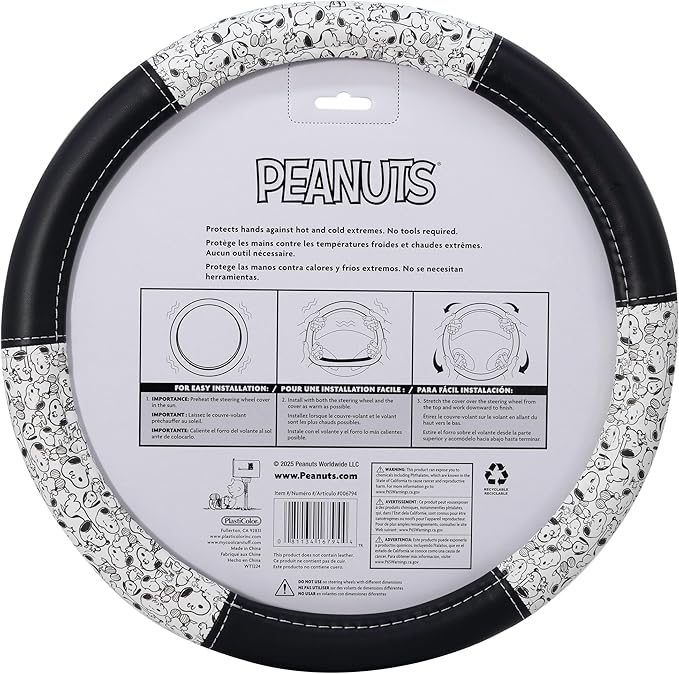 Plasticolor 006794R01 Peanuts Snoopy Expressions Steering Wheel Cover