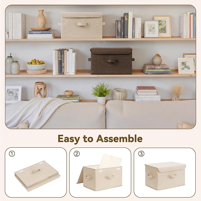 GRANNY SAYS Stoarge Basket with Lid, Decorative Storage Boxes, Closet Storage Bins for Clothes, Collapsible Stackable Organiz
