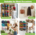 Detachable 2 Pack Hat Hook Organizer for Baseball Caps, Hat Hanger Holder for 20 Caps, Wall Hat Rack with Strong Adhesive, Mu