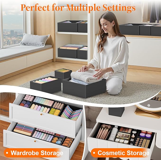 TasticTotes Drawer Organizer Clothes, 24 Pack Drawer Organizers and Underwear Organizer for Nursery, Dividers Clothes Organiz