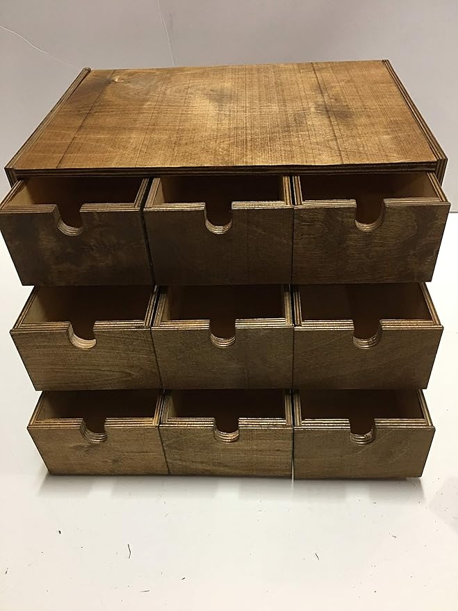 Handmade Shelf Organizer for Desk with Drawers, Desk Accessories Stationery Storage Box Bills Collection Holder (Jacobean, 9 