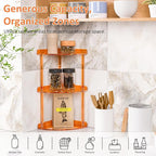 Sezanrpt 3 Tier Countertop Corner Organizer Shelf 7x7x15.7 Inch, Orange Countertop Acrylic Bathroom Corner Shelf, Vanity Stor