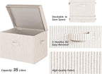 StorageWorks Fabric Storage Bins with Lid, Decorative Storage Boxes for Shelves, Stackable Closet Organizer Basket with Handl