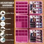 SpaceAid Shoe Organizer for Closet, 2 Pack Foldable Shoe Storage Containers Baskets Boxes Bins w/Adjustable Dividers, Fits 16