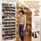Over The Door Organizer 6 Tiers, Extra Large Behind Door Storage of 12 Compartments, 80 lbs Weight Capacity Hanging Storage O