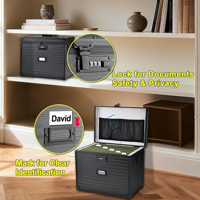 File Storage Cabinet File Organizer Document Organizer File Box in Office and Home with Combination Lock with 20 Letter Size 