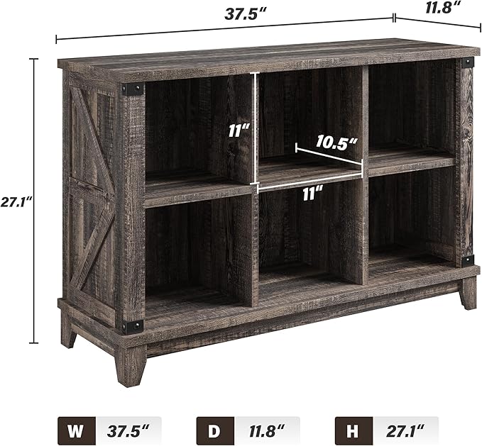 EnHomee 6 Cube Storage Organizer Bookshelf, Wood Cube Shelf Bookcase with Storage, Bookshelf for Living Room and Bedroom,Blac