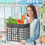 WOWBOX Reusable Grocery Bags,10-Pack, Foldable Reusable Shopping Tote Bags bulk with Reinforced Handles,Large Storage Bags with Water Resistant Coating for Groceries,Multipurpose,Grey-White