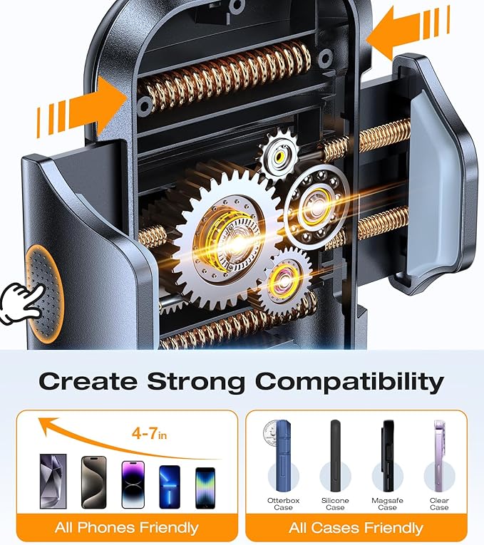 VICSEED Military-Grade Sturdy Car Phone Holder Mount, Upgraded Anti Shake Metal CD Slot & Air Vent Thick Case Friendly Phone Mount for Car Fit for iPhone 17 16 15 Samsung All Phones