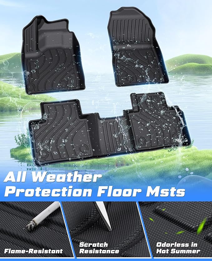 Sunsdrew Floor Mats for 2022-2025 Mitsubishi Outlander TPE Floor Liners All Weather Floor Liners 1st&2nd Row Carpet Protection Mat Car Mats for Outlander Accessories(Not Fit for PHEV/Sport)