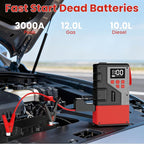 Portable Car Jump Starter with Air Compressor for Emergencies,3000A Peak and 150 PSI Max,for 12L Gas & 10L Diesel