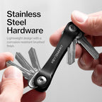KeySmart Original Key Holder - Compact Key Organizer for Key Chain, Minimalist Clutter-Free EDC Keychains Key Ring, Black, 14