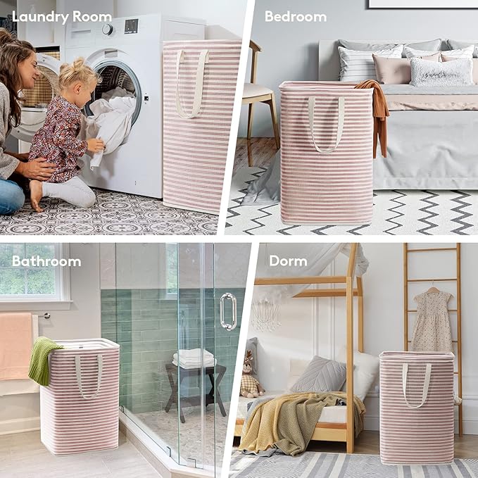 Lifewit 1 Pack Laundry Basket 80L Each, Collapsible Clothes Hamper with Reinforced Handles, Freestanding Waterproof Design fo
