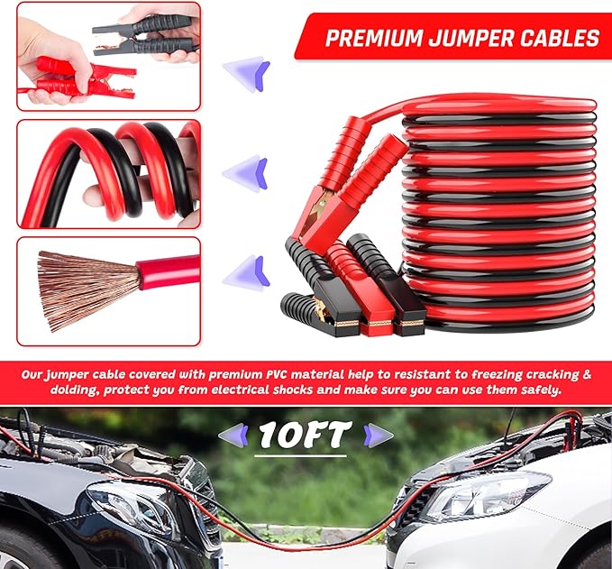 298PCS Roadside Emergency Car Kit- Car Emergency Kit with Jumper Cables, Roadside Emergency Kit for Vehicles, Emergency Car K
