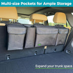PIDO Hanging Trunk Organizer, Backseat Trunk Organizer for SUV, Hanging Car Storage Bag with Large Pockets for Sedan, Truck, V