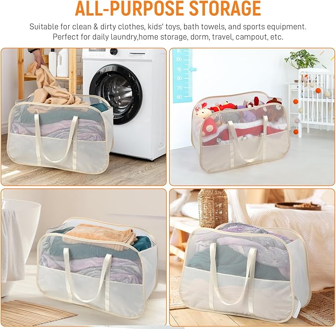 Collapsible Laundry Baskets with Easy Carry Handles, 95L Clothes Hamper for Storage, Foldable Laundry Basket Tear-proof, Larg