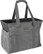 BALEINE Extra Large Utility Tote Bag with Reinforced Wire Frame, Reusable Grocery Bag for Shopping, Picnic (Grey, 16.5''x14''x10'')