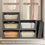 Pinkpum 8 Pack Closet Organizers and Storage Plastic Stackable Storage Bins, Foldable Drawer Shelf Storage Container for Ward