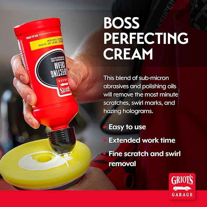 Griot's Garage BOSS Perfecting Cream for Car Polishing and Detailing, Light Polish, Fine Scratch, Swirl Remover for Vehicles, 16oz