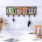Key Holder Wall Mount Love You Bye Key Holder Hook Rack Organizer Hanger with 6 Hooks for Wall Express Love Art Sign Decor fo