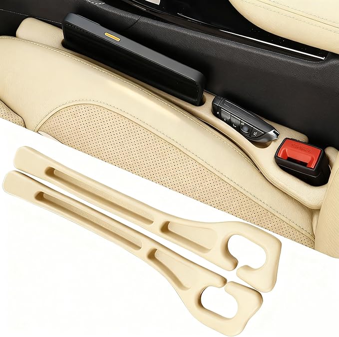 Car Seat Gap Filler Organizer Universal for Car SUV Truck Accessories Seat Gap Plug Blocker with Storage Slot Beige 2 Pack