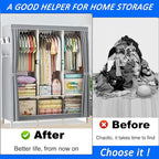 1PC Multifunctional Simple Wardrobe, Fabric Cabinet, organizing Cabinet, Metal Frame, Steel Pipe Reinforcement, Portable and 