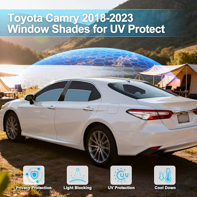 ZATOOTO Car Window Shades Custom Fit for Toyota Camry 2018-2023 4-Pack Car Window Covers with 100% UV Protection and Total Blackout Privacy Heat Insulation for Family Travel Baby and Pet Safety