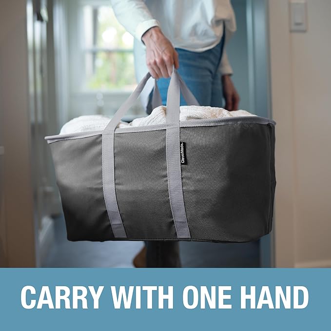 CleverMade Collapsible Laundry Tote 2-Pack (50L) – Foldable Carry-All Storage Bin for Laundry, Car Trunk, RV, Dorm & Home Org