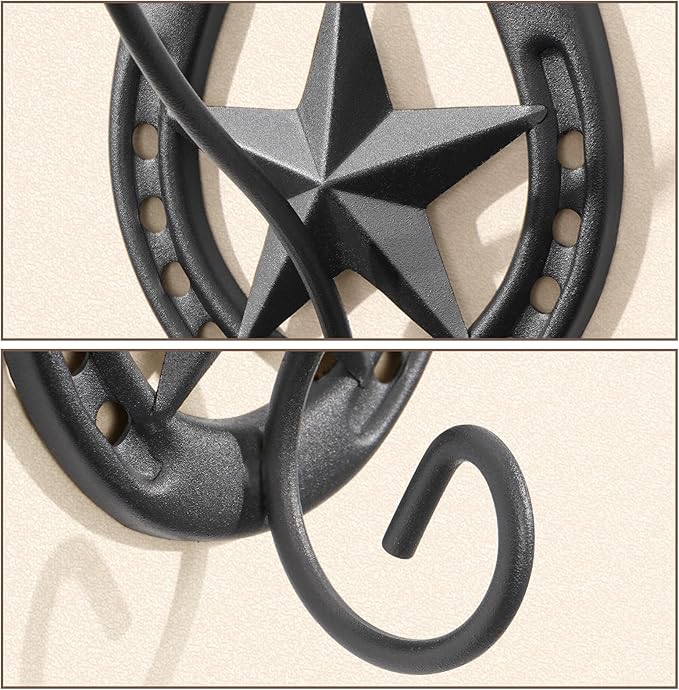 Cowboy Hat Holder for Wall 2 Pack Metal Iron Cowboy Hat Rack Western Hat Hanger Horseshoe Hooks Storage Cowboy Hat Organizer 