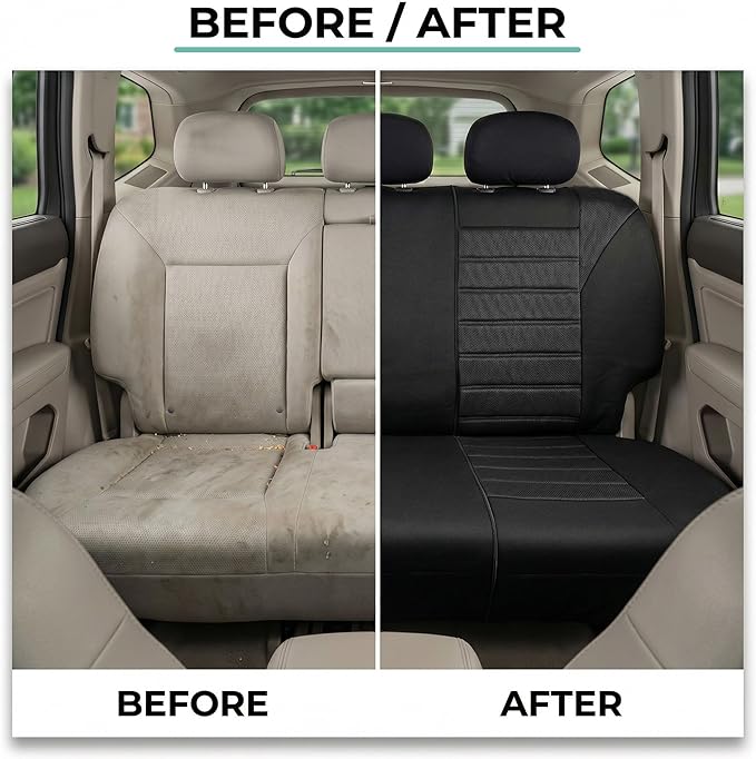 FH Group Automotive Car Seat Covers Rear Set Premium 3D Air Mesh Seat Covers, Airbag Compatible and Split Bench Cover Univers