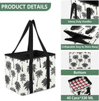 Summer Palm Trees Reusable Grocery Bags Large Shopping Tote Bag with Reinforced Bottom Board, Water Resistant Foldable Storag