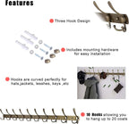Dseap Coat Rack Wall Mount - 38” Long 10-Tri-Hooks Heavy Duty Coat Hanger Rail Wall Hooks for Hanging Coats Hats Clothing Clo
