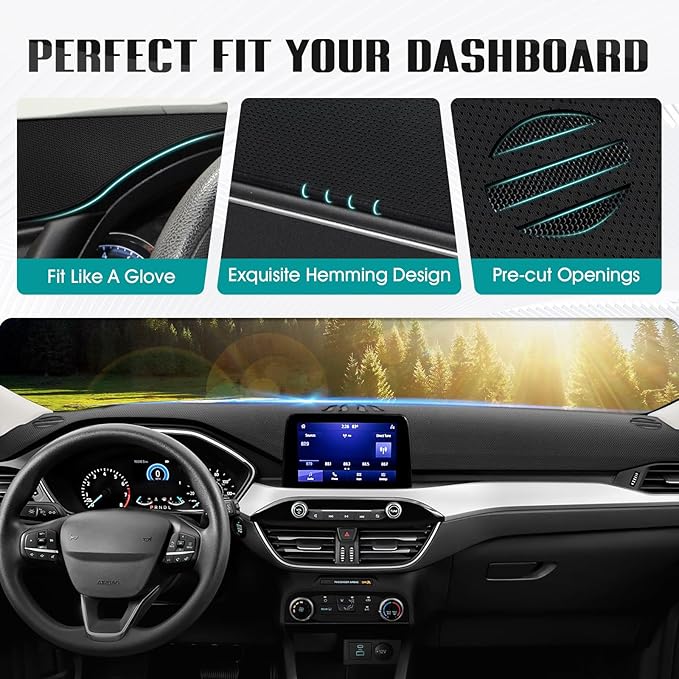 FIILINES Dash Cover for 2020-2026 Ford Escape (Without HUD), Dashboard Mat Accessories Dash Cover Sunshade Nonslip Mesh Prote