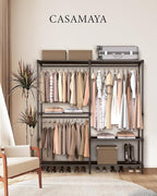 CASAMAYA Clothes Rack, Portable Closet, 54.3 Inch Large Capacity Wardrobe Closet, Clothes Storage Organizer with Shelves and 