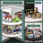 Lazy Susan Cabinet Organizer Bins for 26"/ 28"/ 32" Diameter Corner Organizer, Plastic Cabinet Storage Bin, 1/8 Wedge - Food 