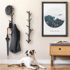 TERRA HOME Tree Branch Coat & Hat Rack Wall Mount with 8 Vertical Hooks for Caps, Coats, Purse & More Modern Storage Dog Leas
